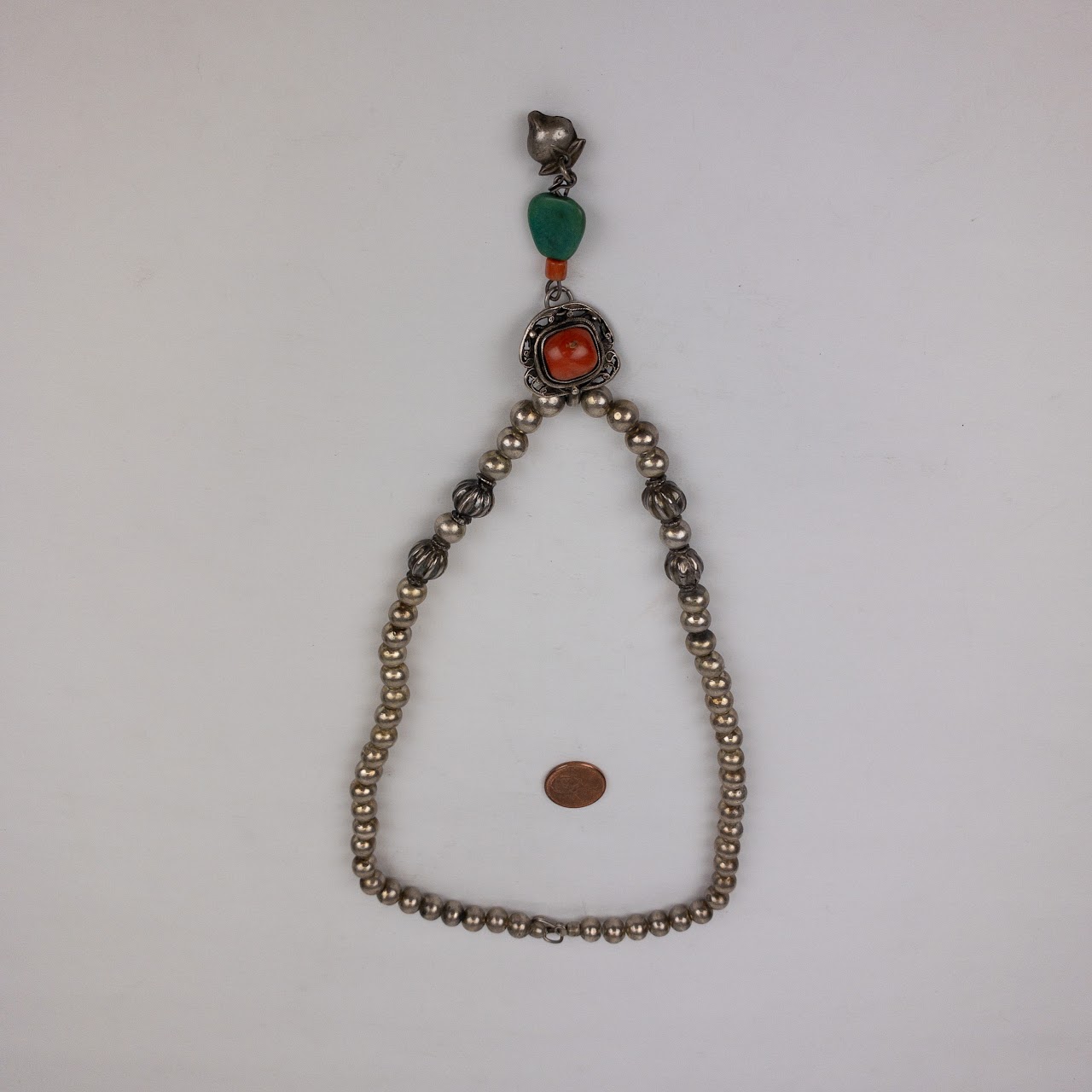 Sterling SIlver, Coral & Turquoise  Necklace