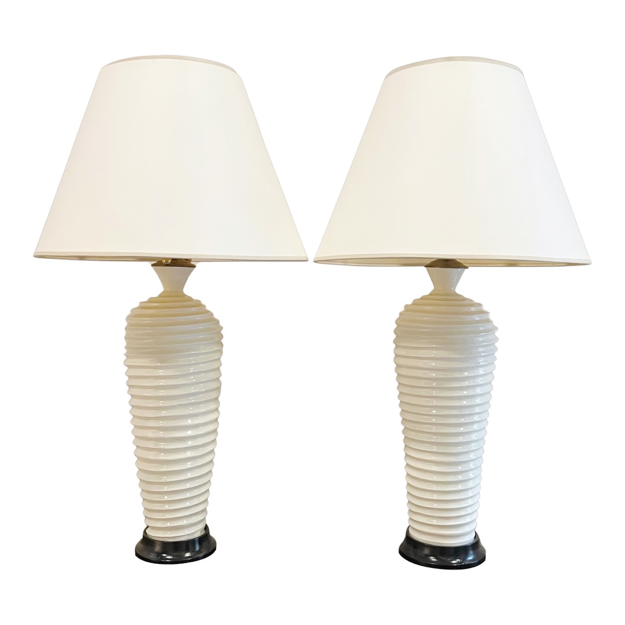 1970s Ceramic Wave Table Lamp Pair