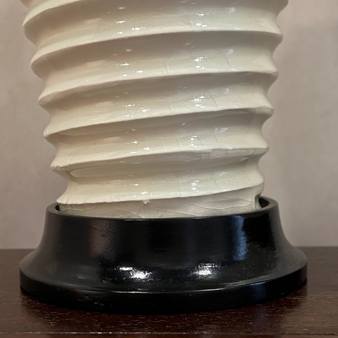 1970s Ceramic Wave Table Lamp Pair