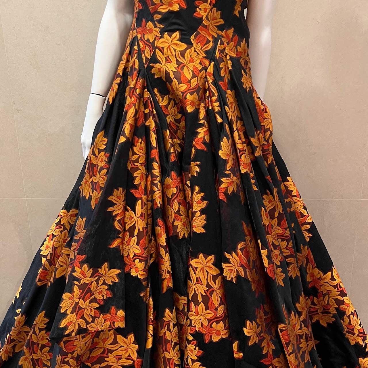 Zac Posen Floral Strapless Gown