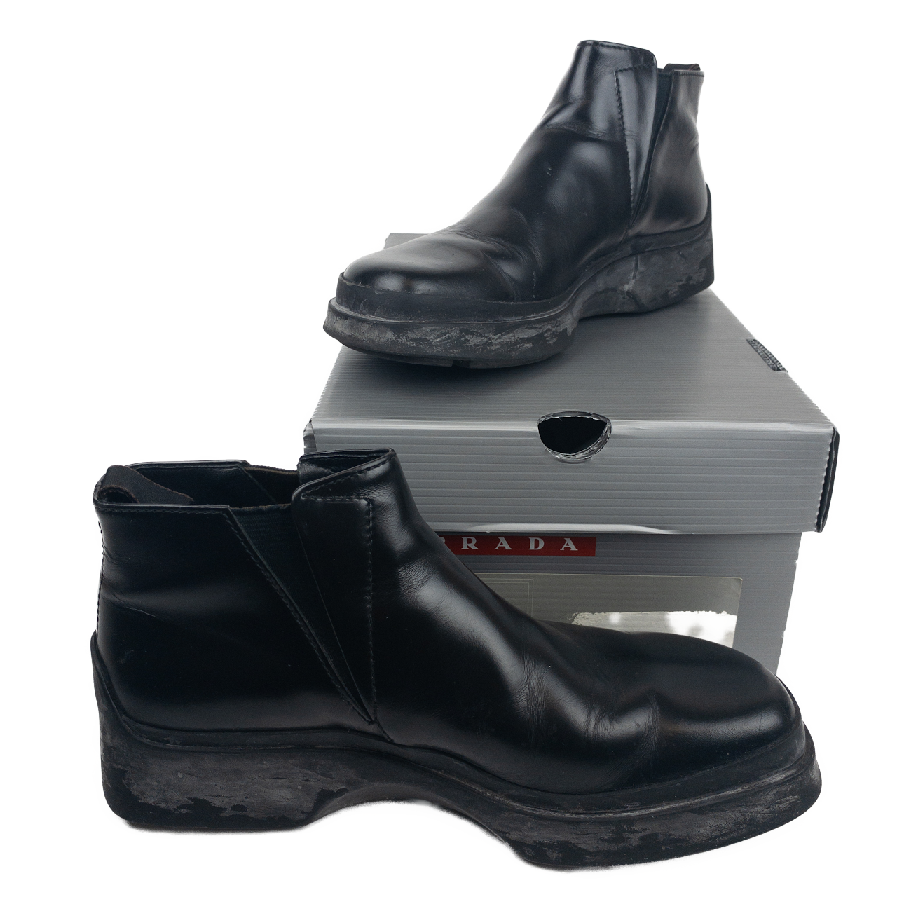 Prada Black Leather Chelsea Boots