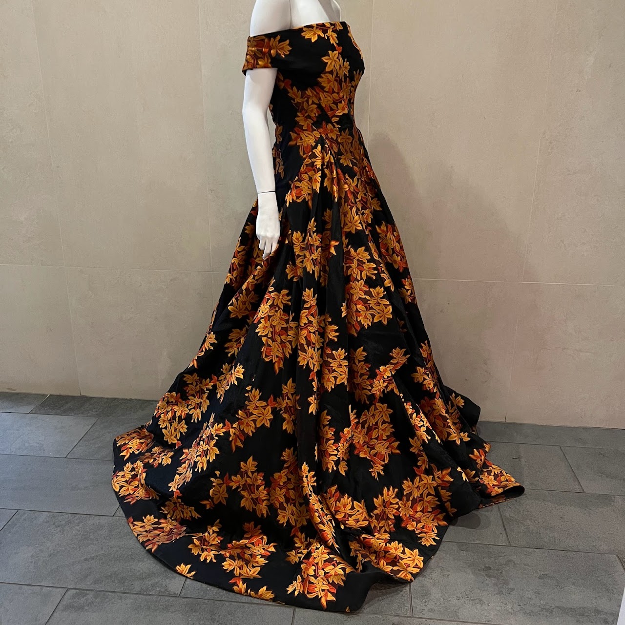 Zac Posen Floral Strapless Gown