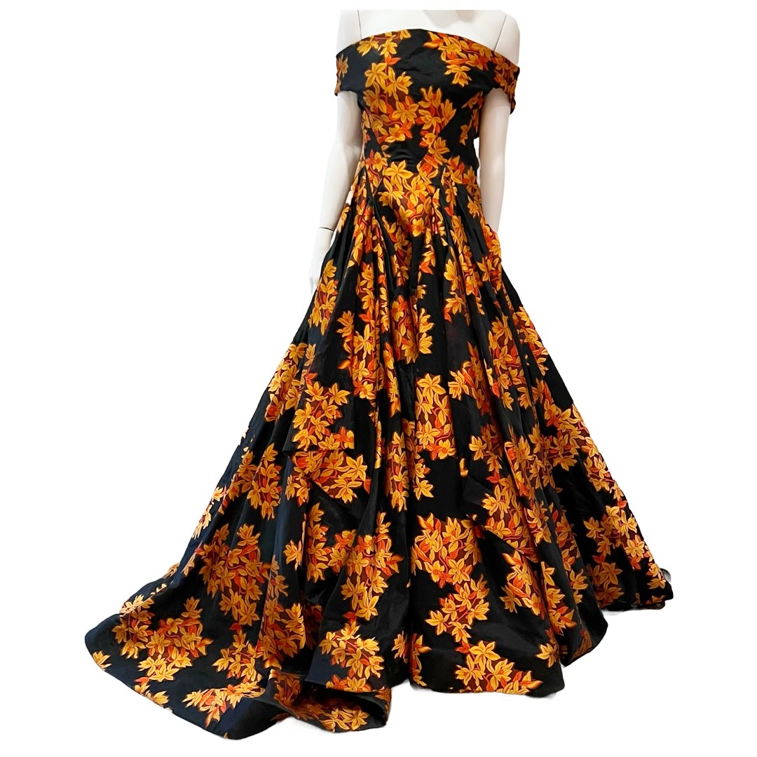 Zac Posen Floral Strapless Gown