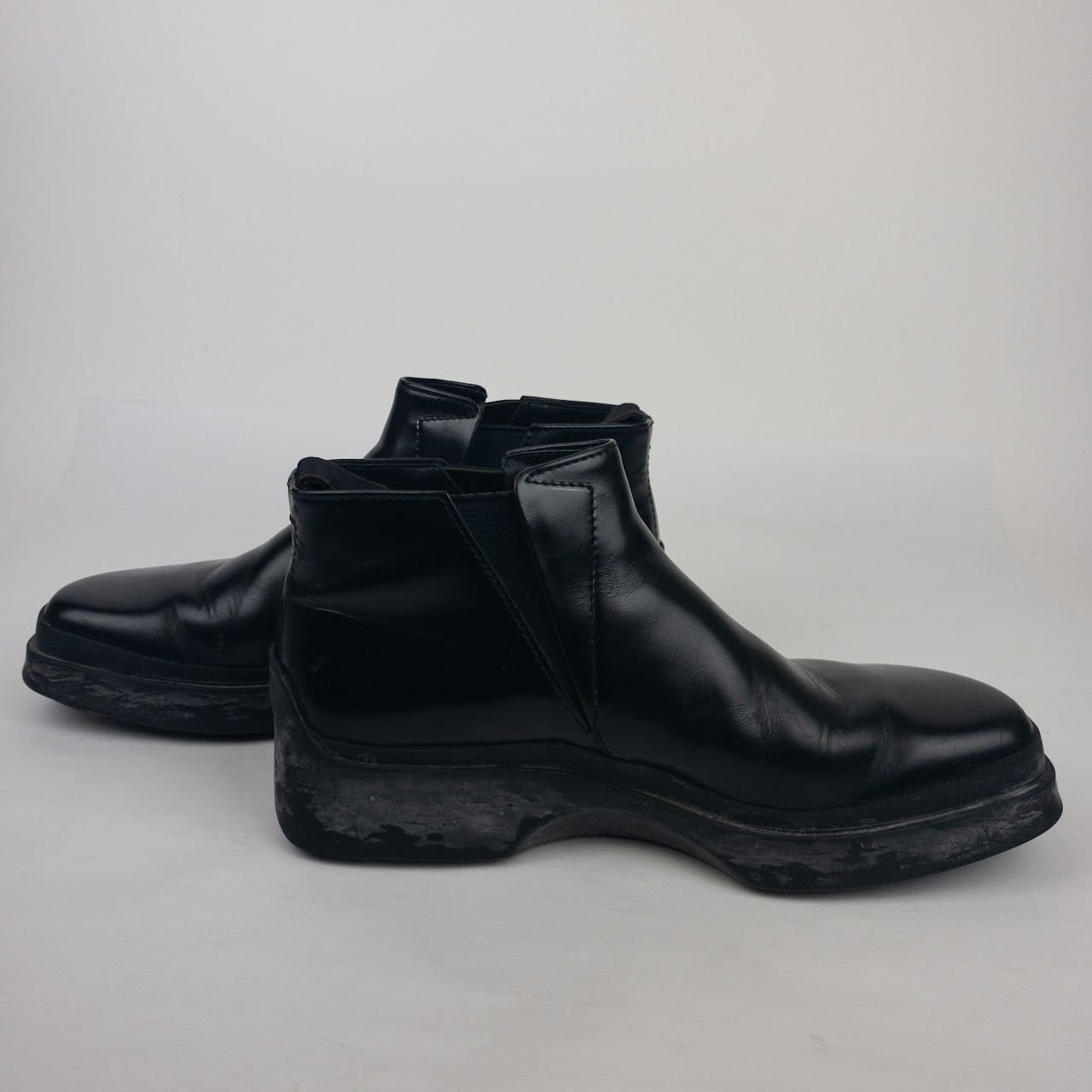 Prada Black Leather Chelsea Boots