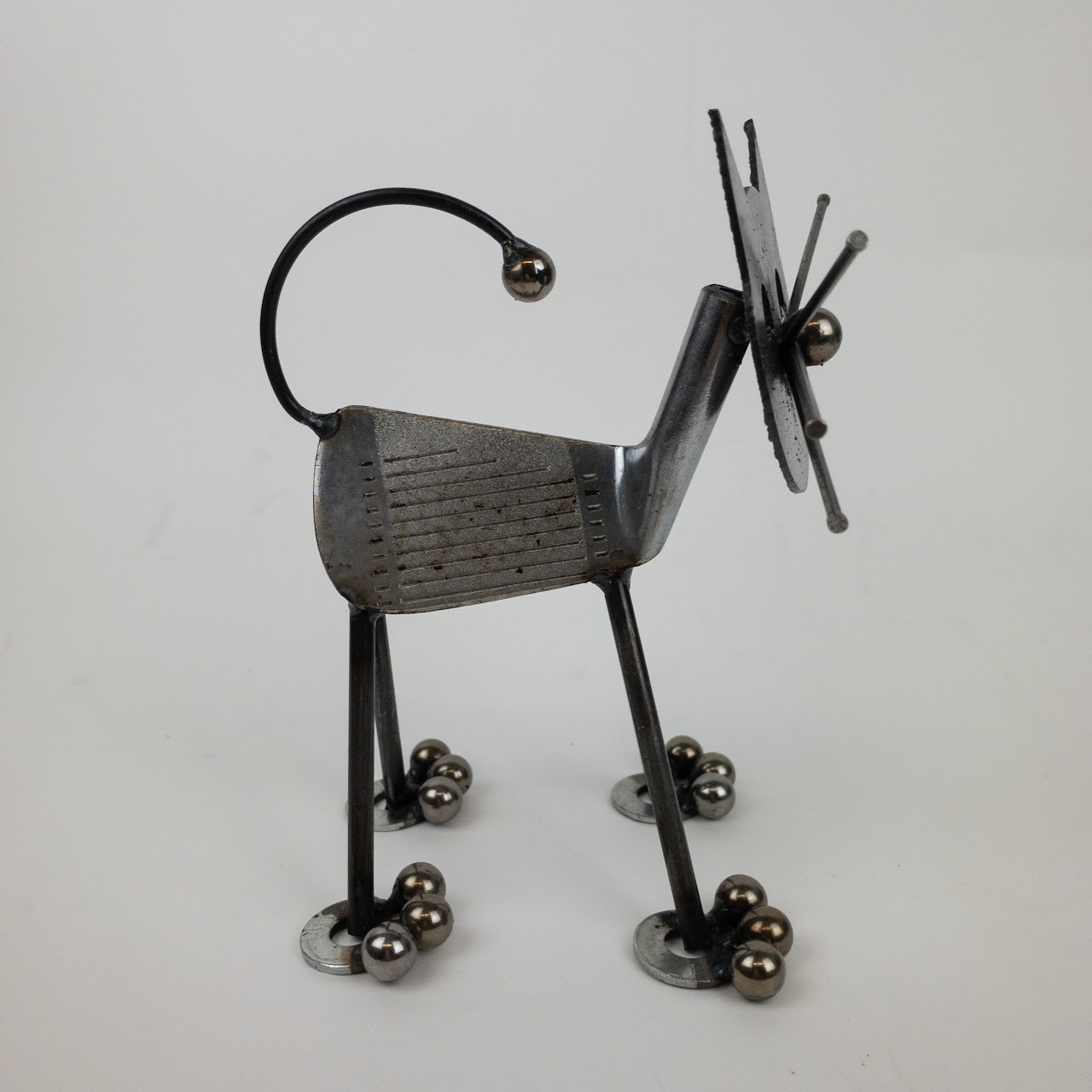 Upcycled Golf Club Cat Sculpture