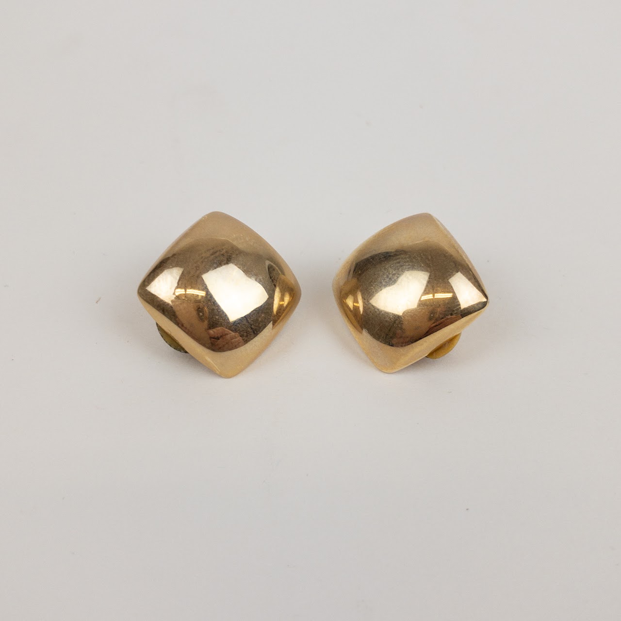 14K Gold Square Clip Earrings