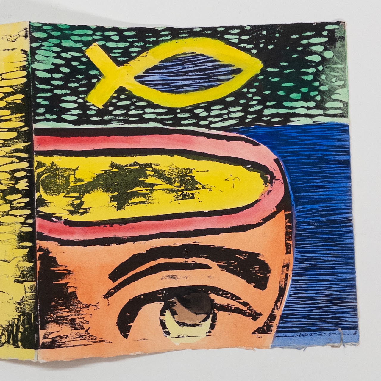 'Last 3 #3' Signed Six Panel Woodcut