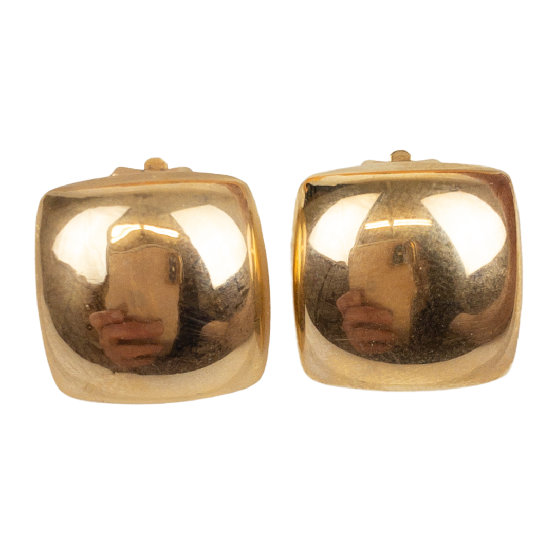 14K Gold Square Clip Earrings