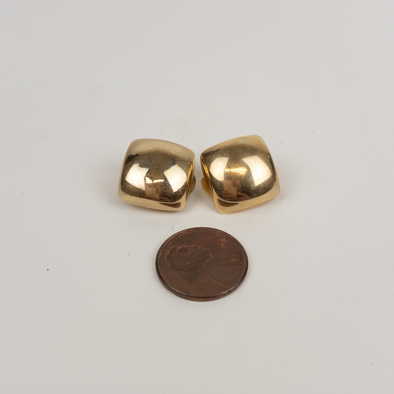 14K Gold Square Clip Earrings