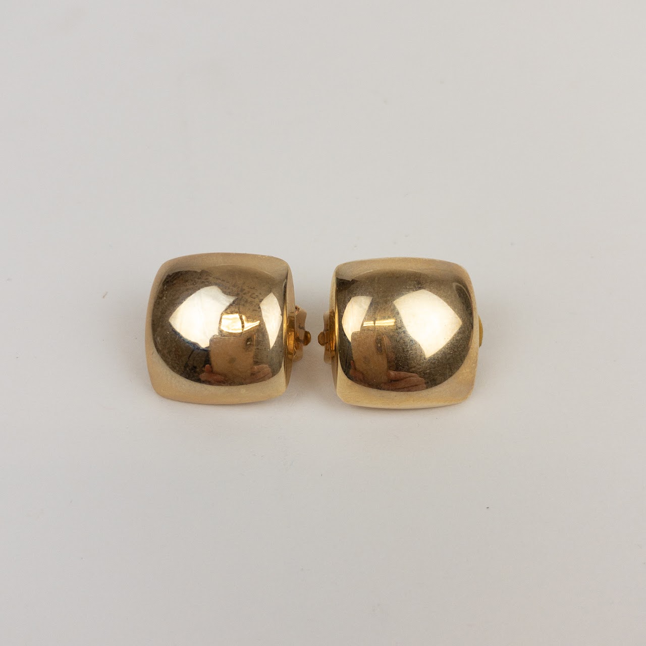 14K Gold Square Clip Earrings