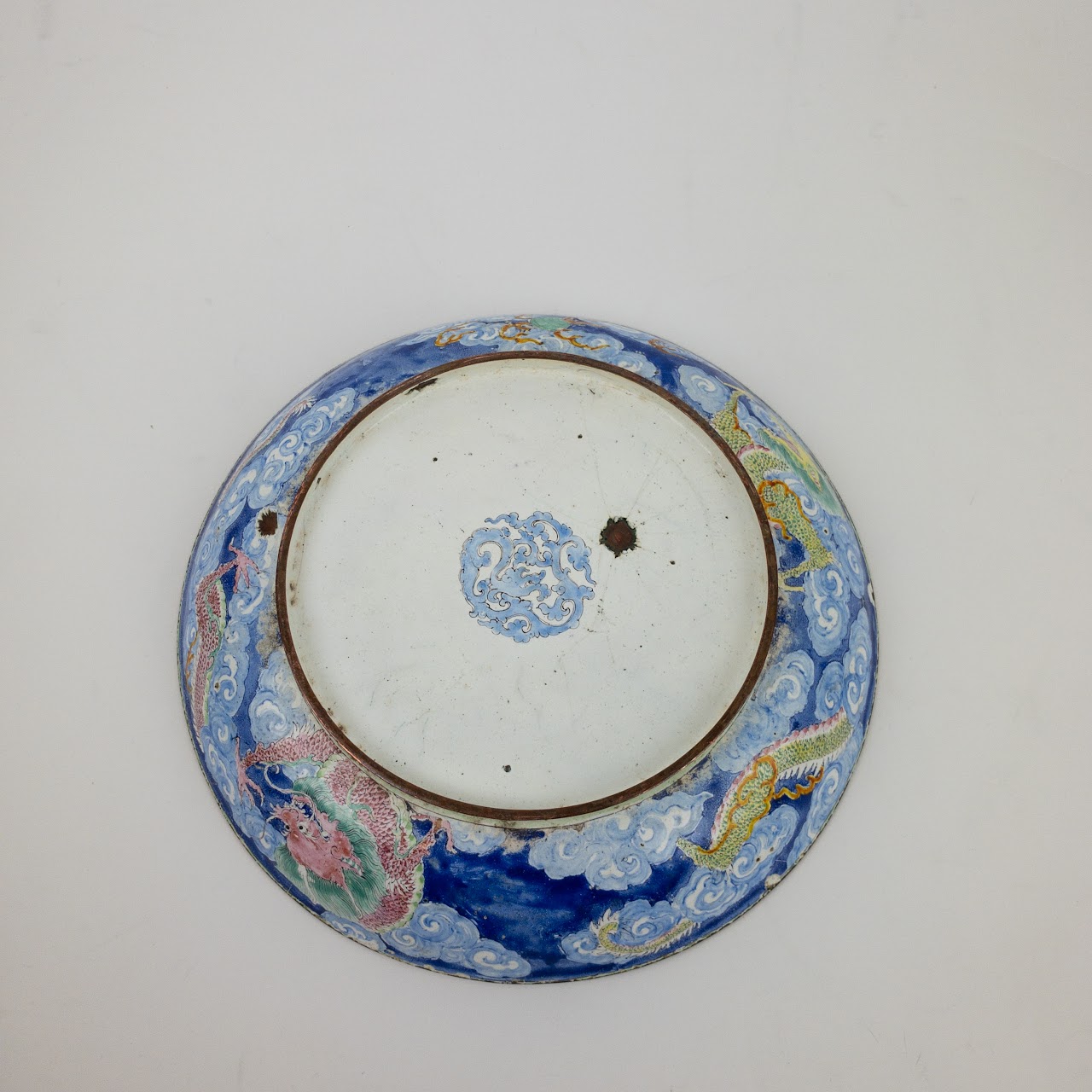 Chinese Enamel on Copper Shallow Bowl