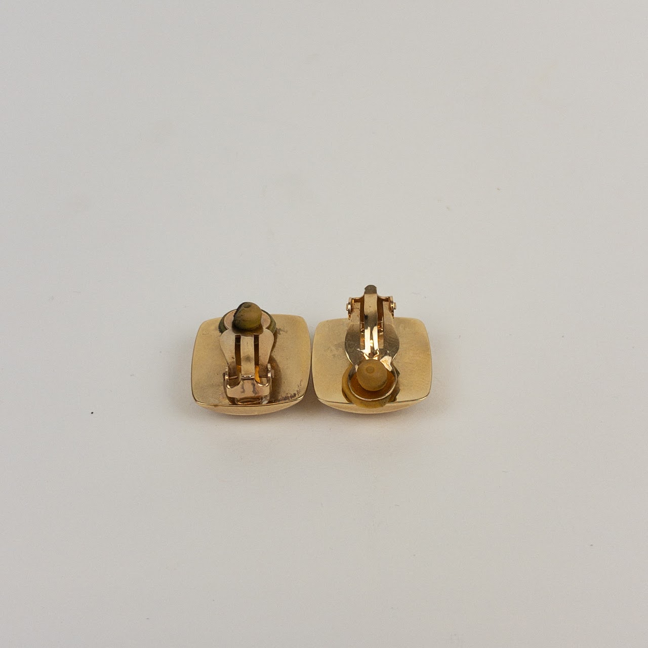 14K Gold Square Clip Earrings