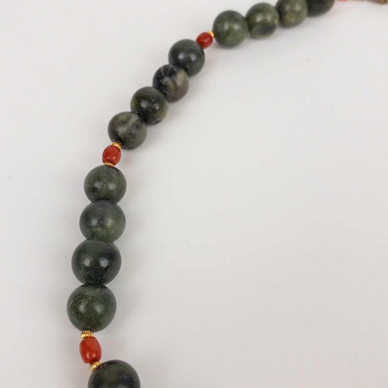 B. Altman Jade & Coral Beaded Necklace