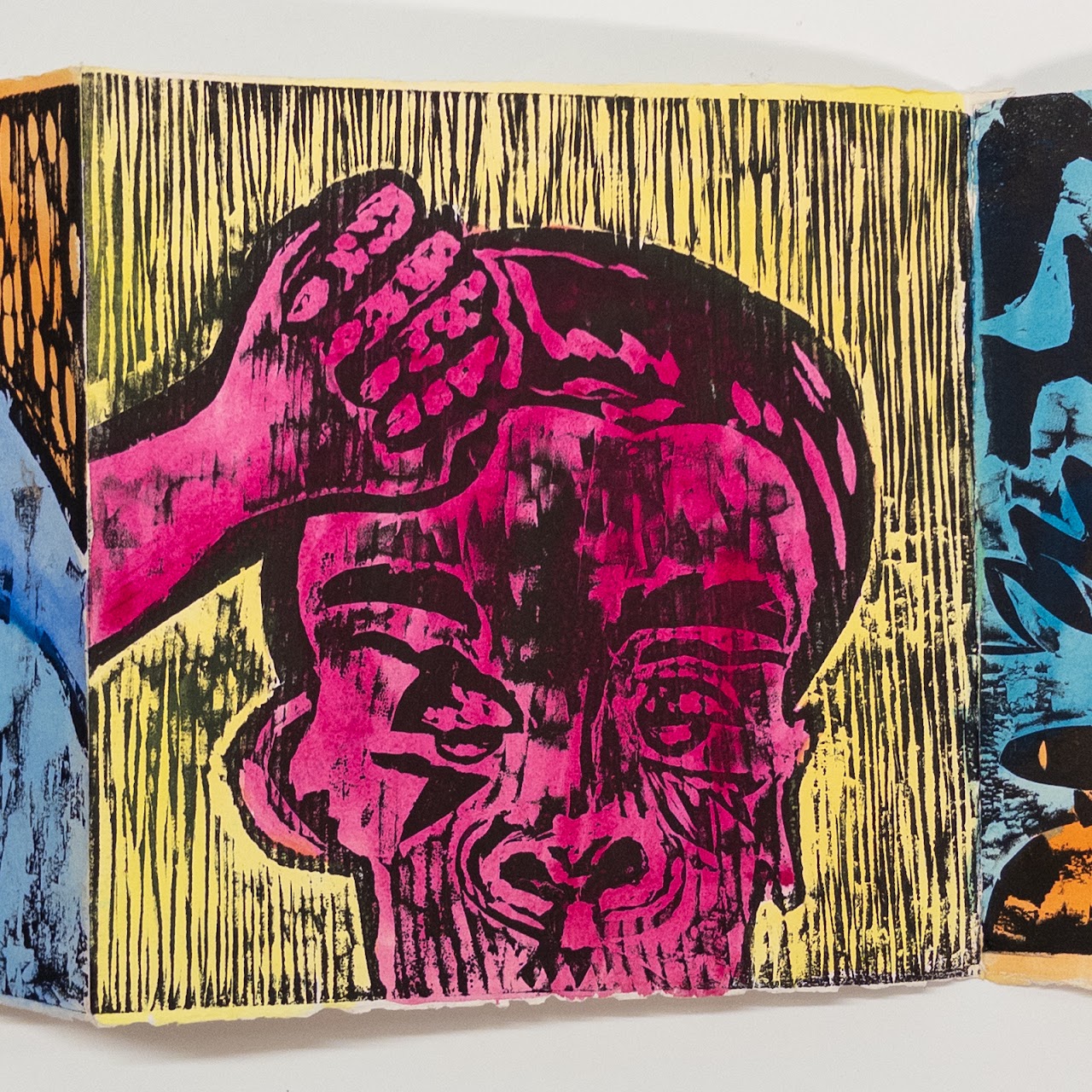 'Last 3 #3' Signed Six Panel Woodcut