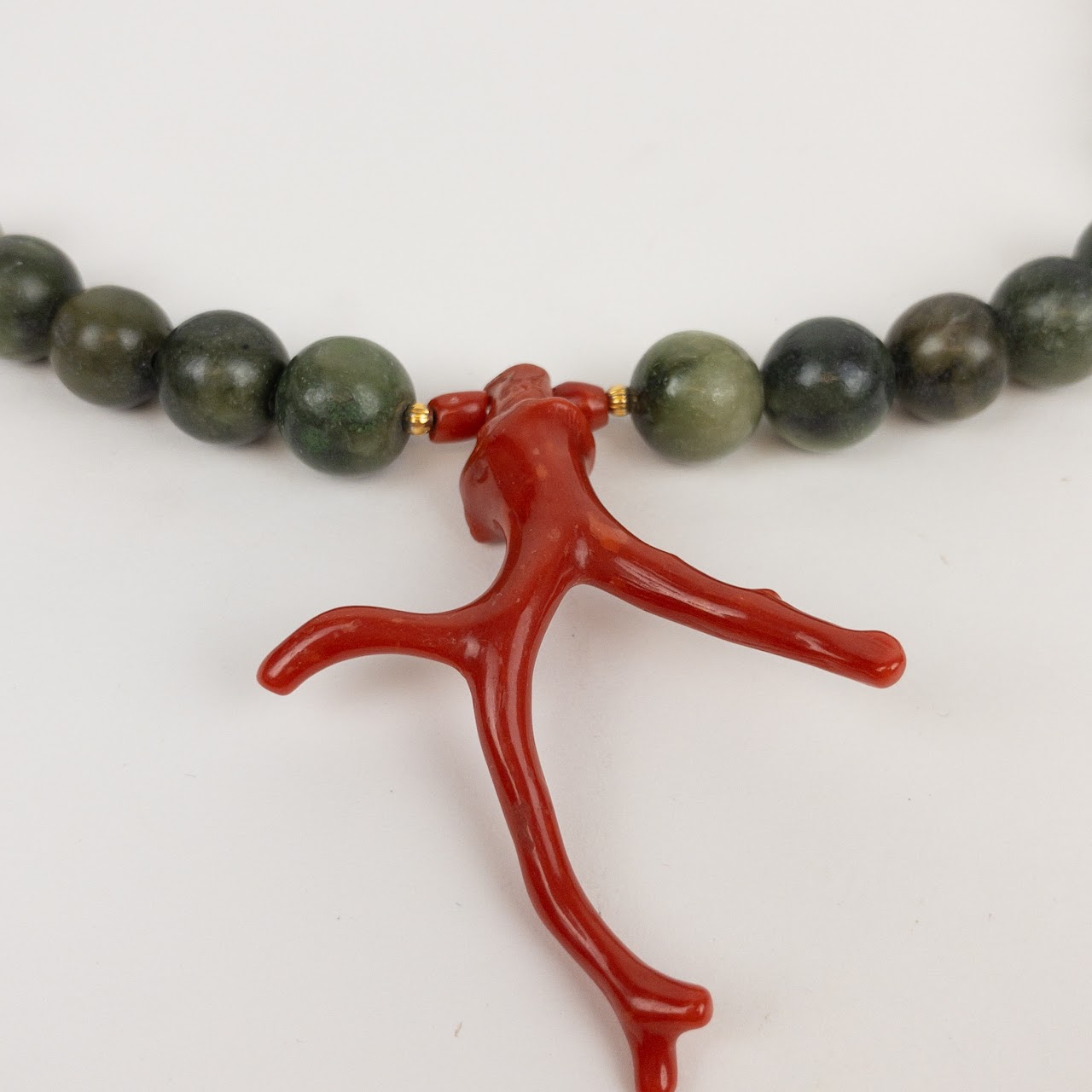 B. Altman Jade & Coral Beaded Necklace