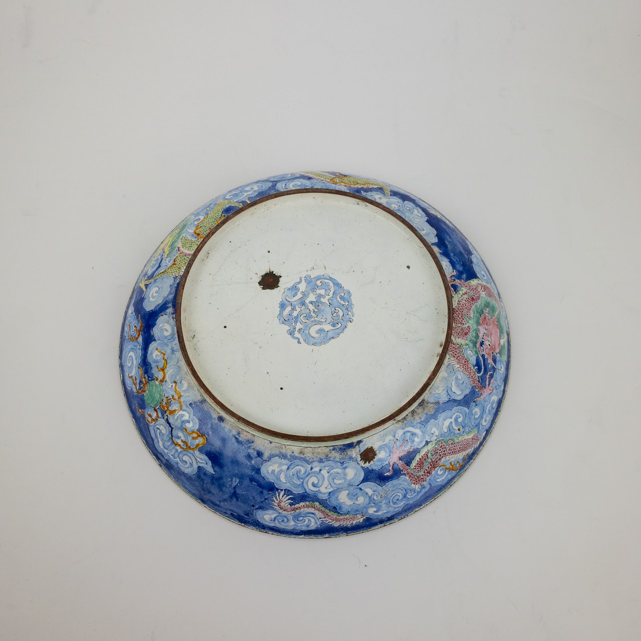 Chinese Enamel on Copper Shallow Bowl