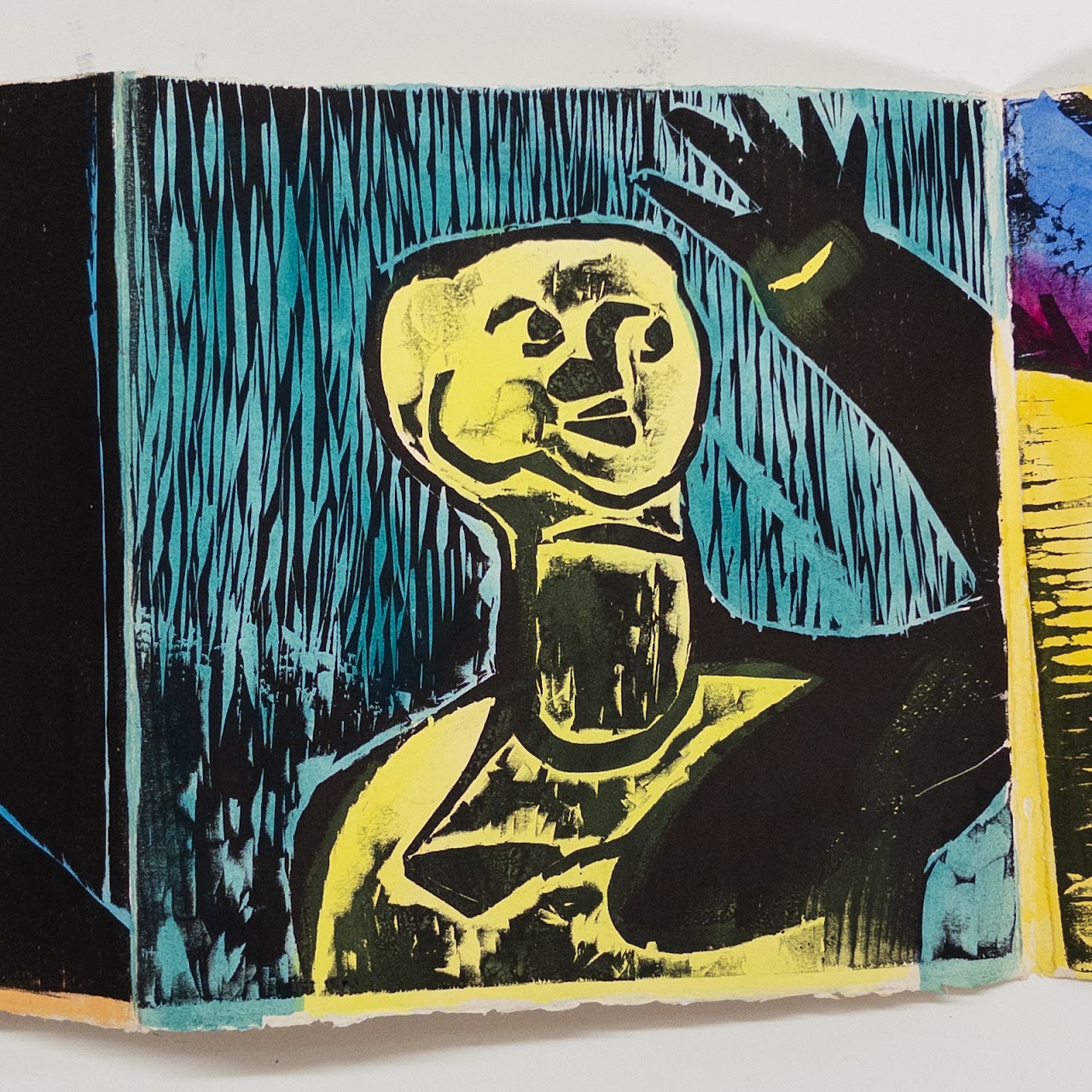 'Last 3 #3' Signed Six Panel Woodcut