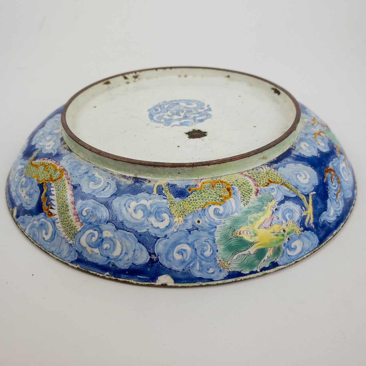 Chinese Enamel on Copper Shallow Bowl