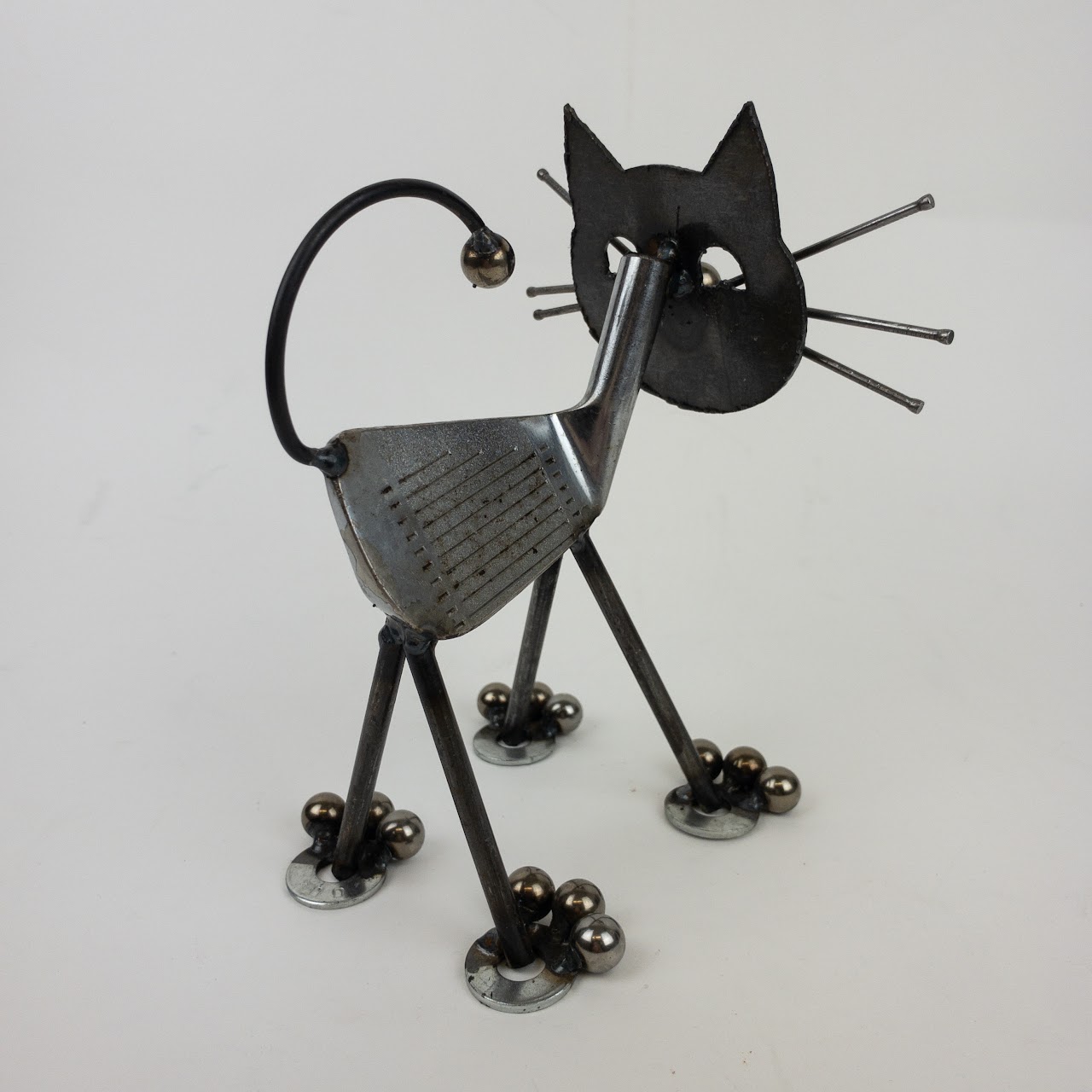 Upcycled Golf Club Cat Sculpture