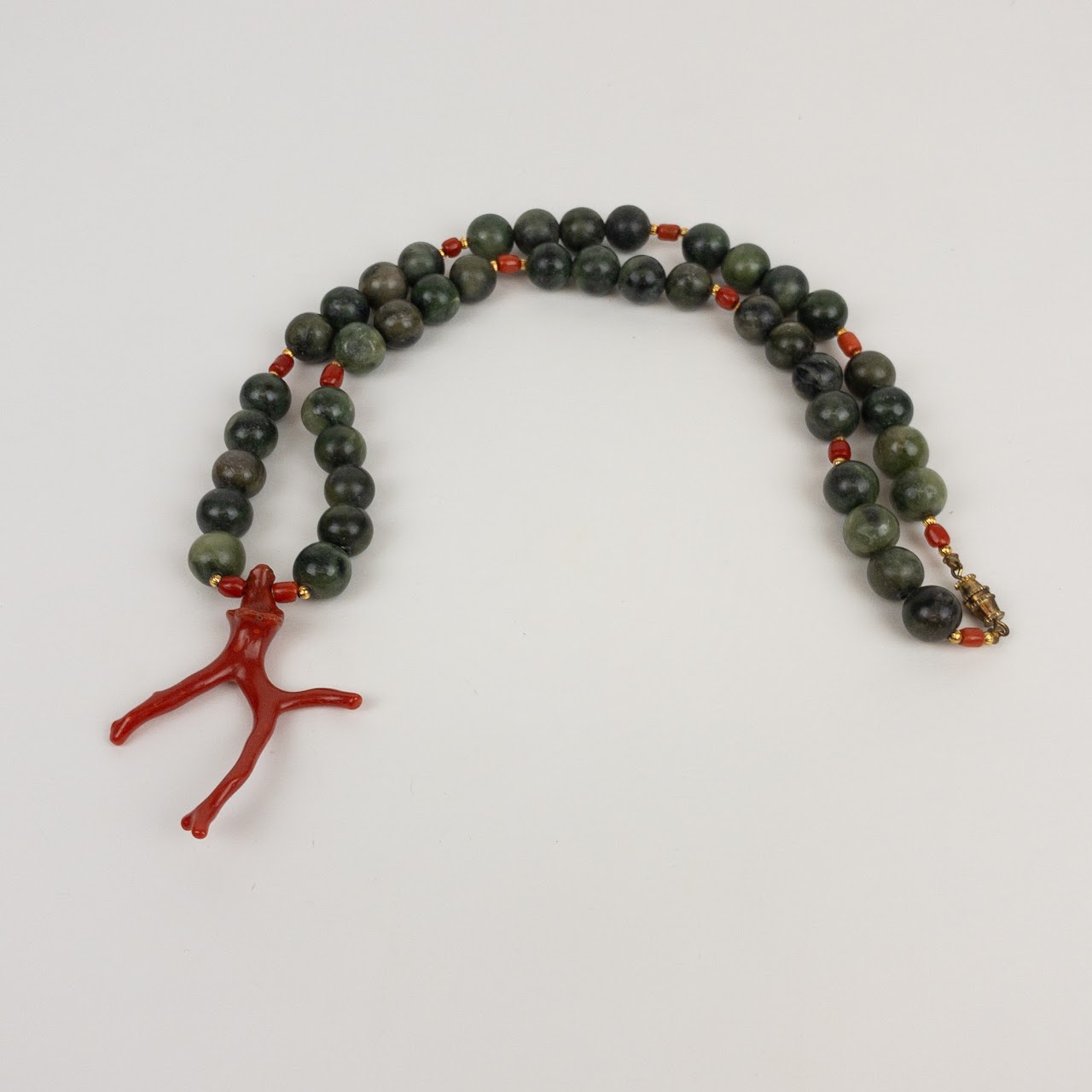 B. Altman Jade & Coral Beaded Necklace