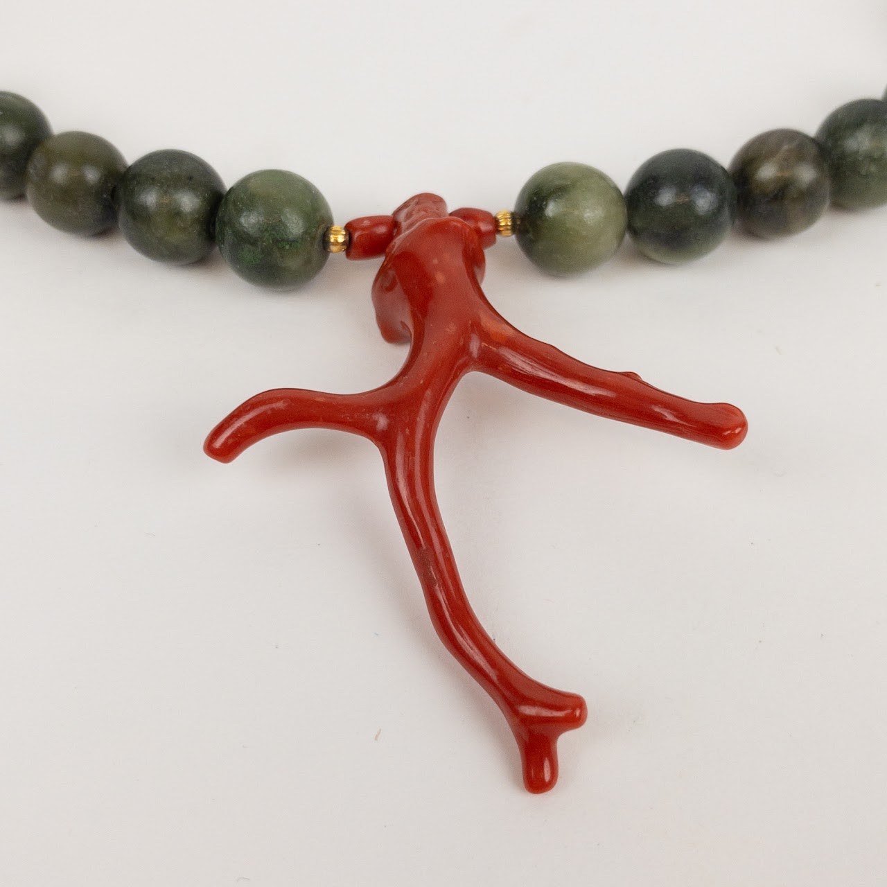 B. Altman Jade & Coral Beaded Necklace