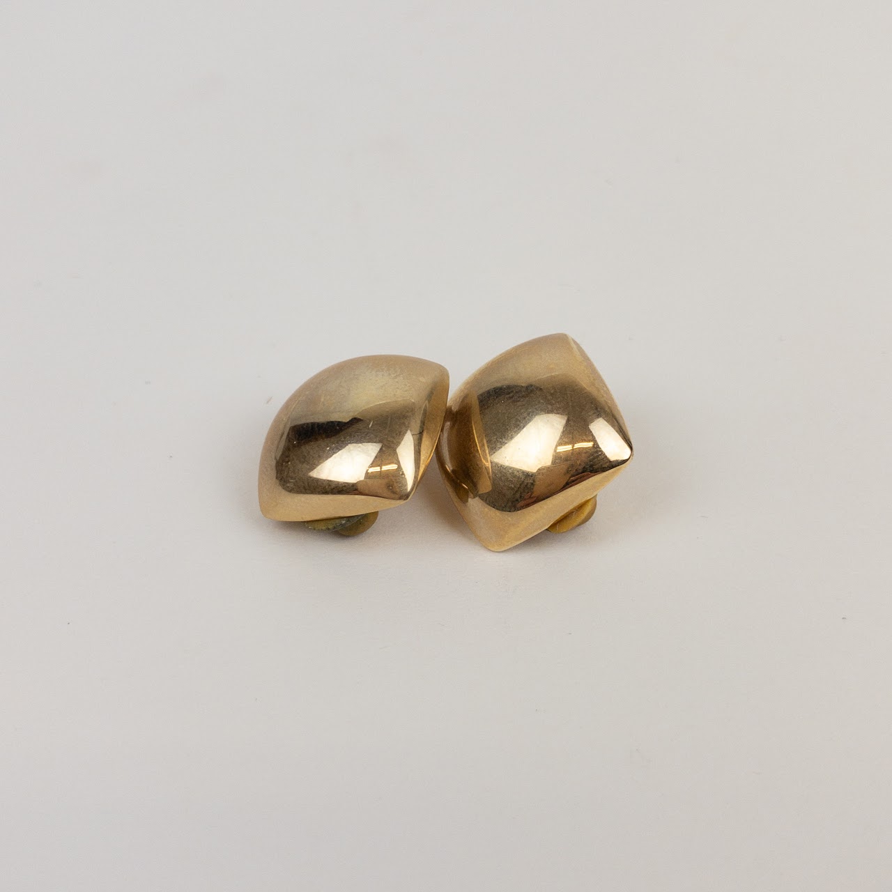 14K Gold Square Clip Earrings