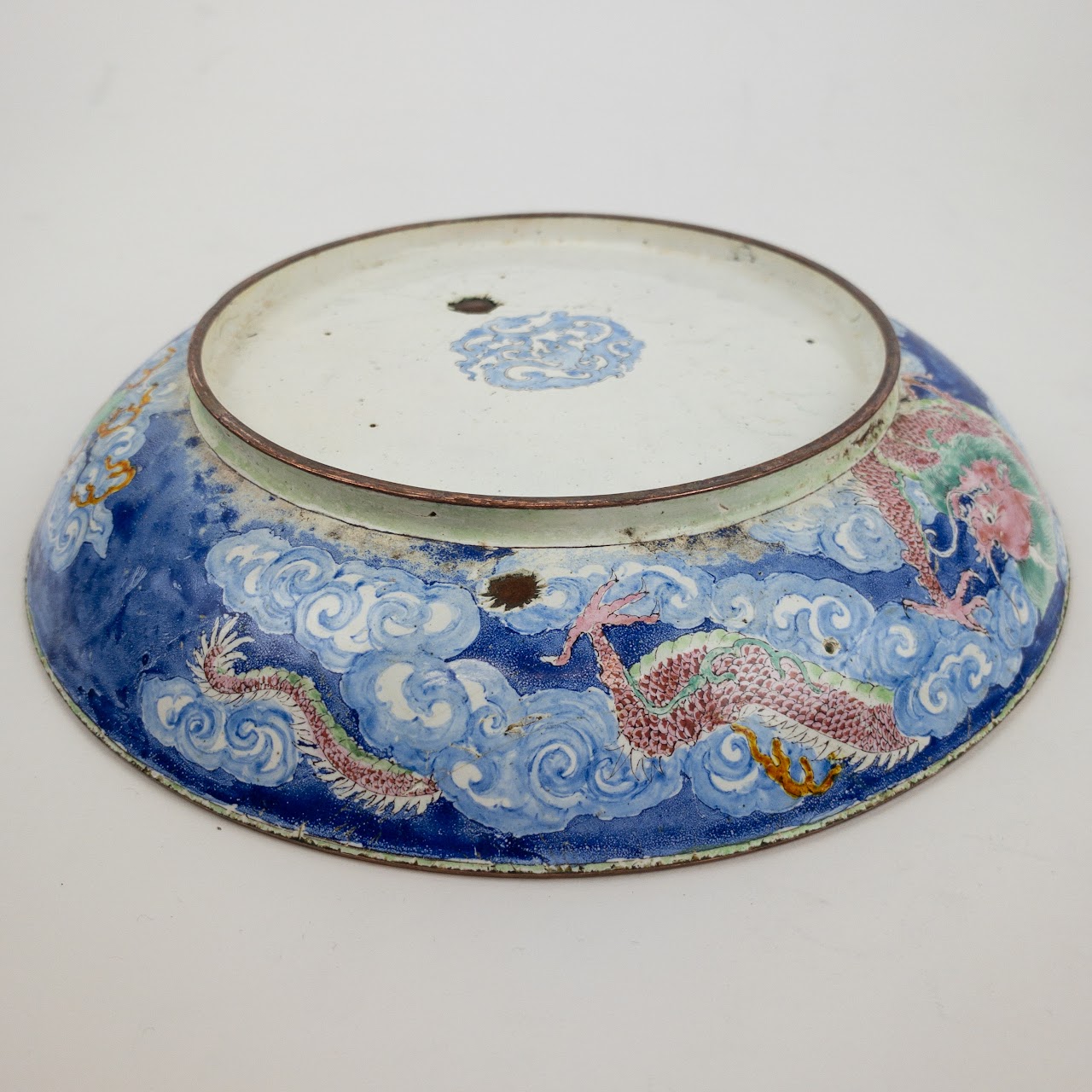 Chinese Enamel on Copper Shallow Bowl