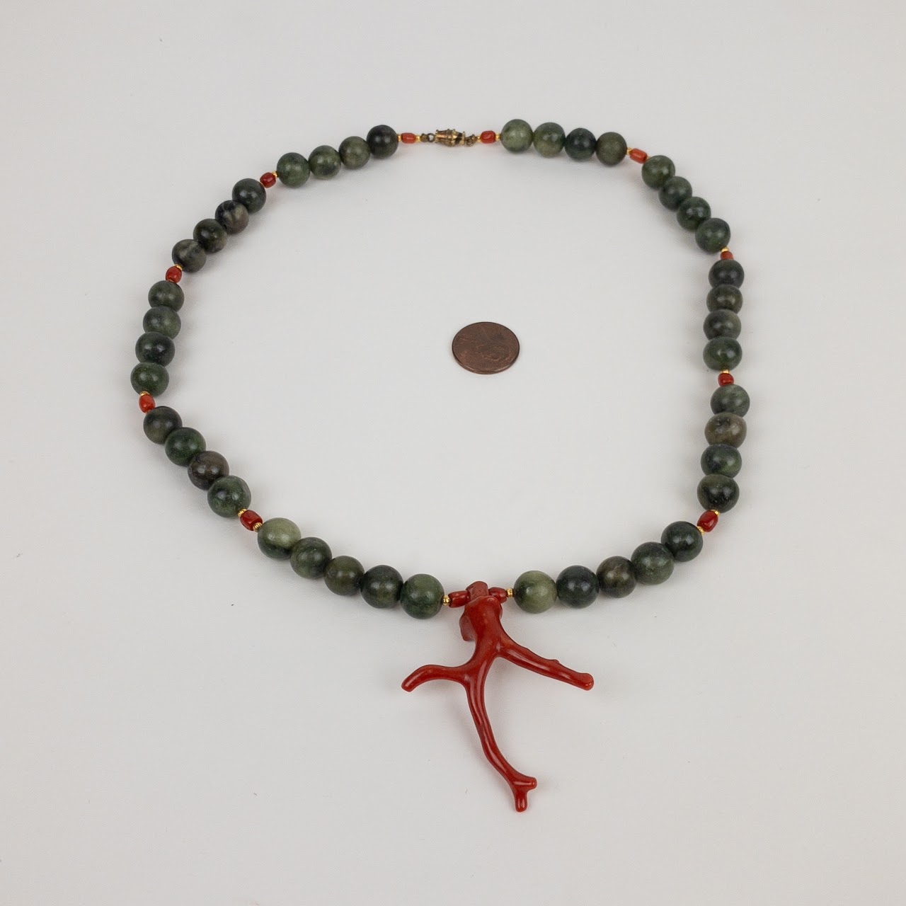 B. Altman Jade & Coral Beaded Necklace