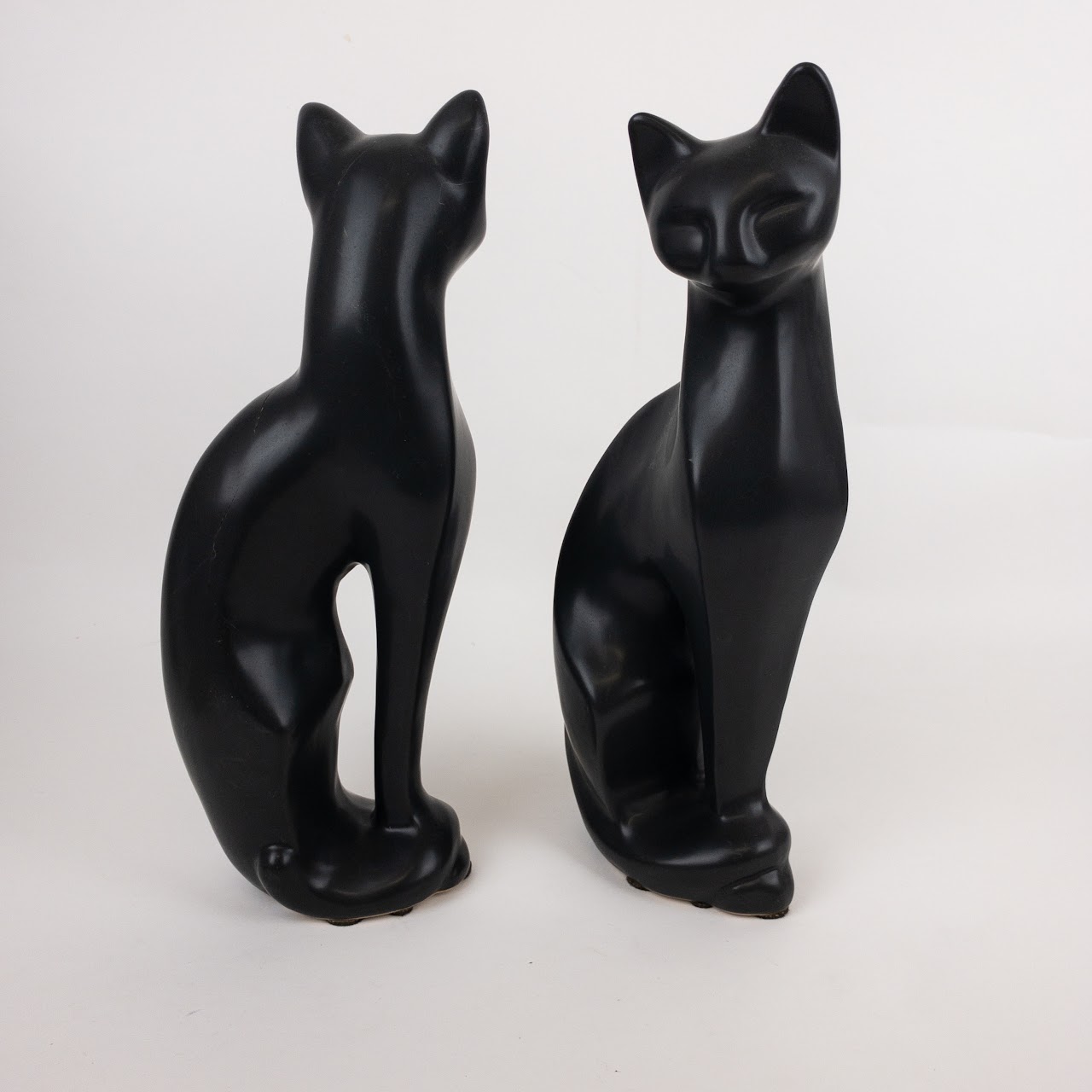 1980's Deco Ceramic Cat Statuette Pair