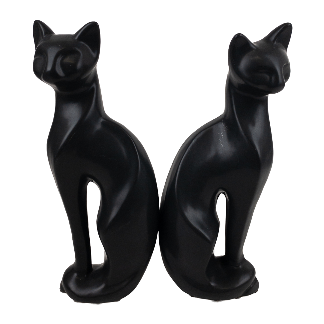 1980's Deco Ceramic Cat Statuette Pair