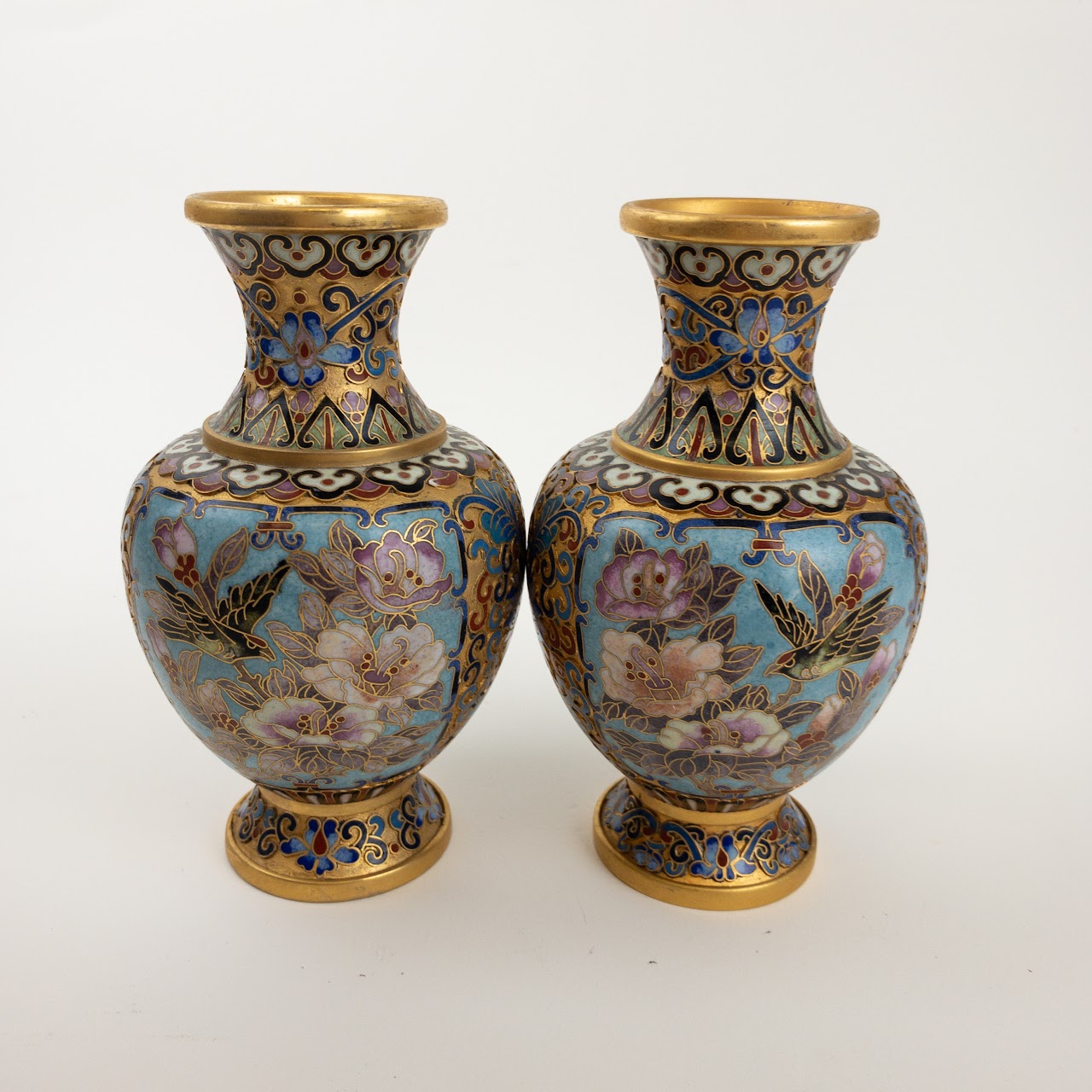 Cloisonné  Gilded Gold Vase Pair