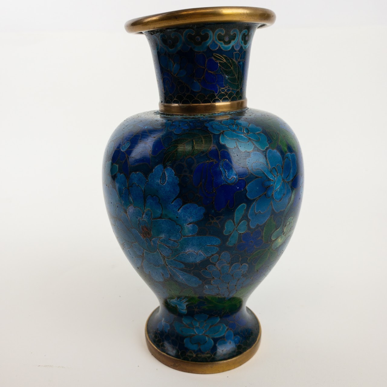 Cloisonné  Blue Floral Motif Vase