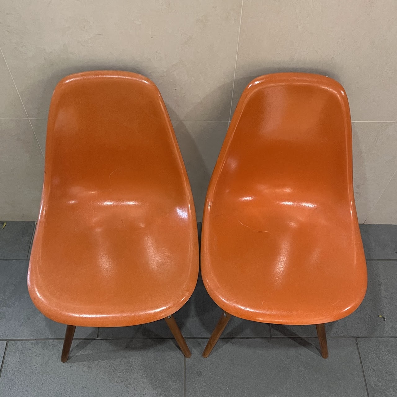 Herman Miller + Eames 1960s Fiberglass Shell Chair Pair #1