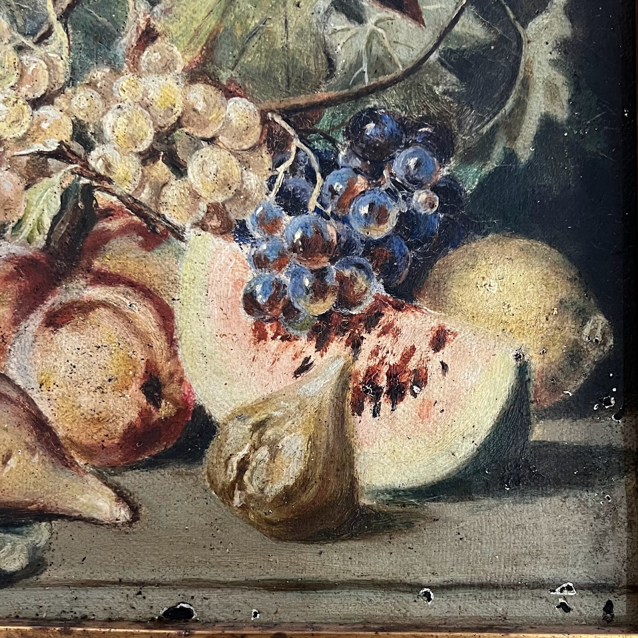 Still Life with Fruit Signed Antique Oil Painting