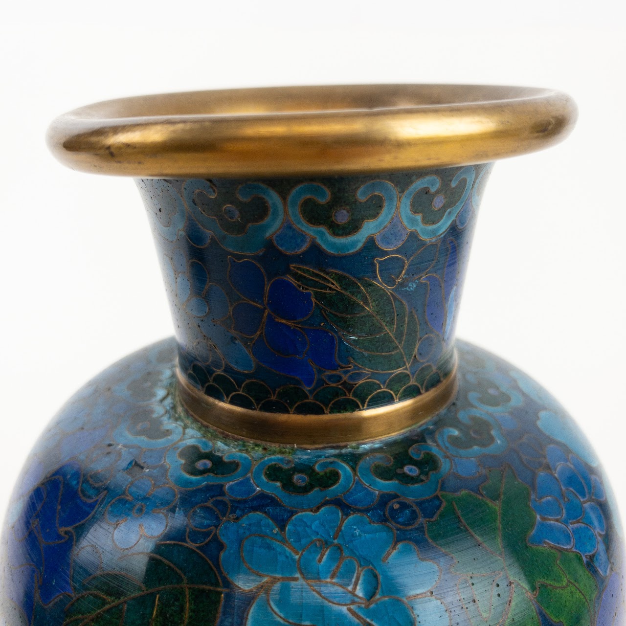 Cloisonné  Blue Floral Motif Vase