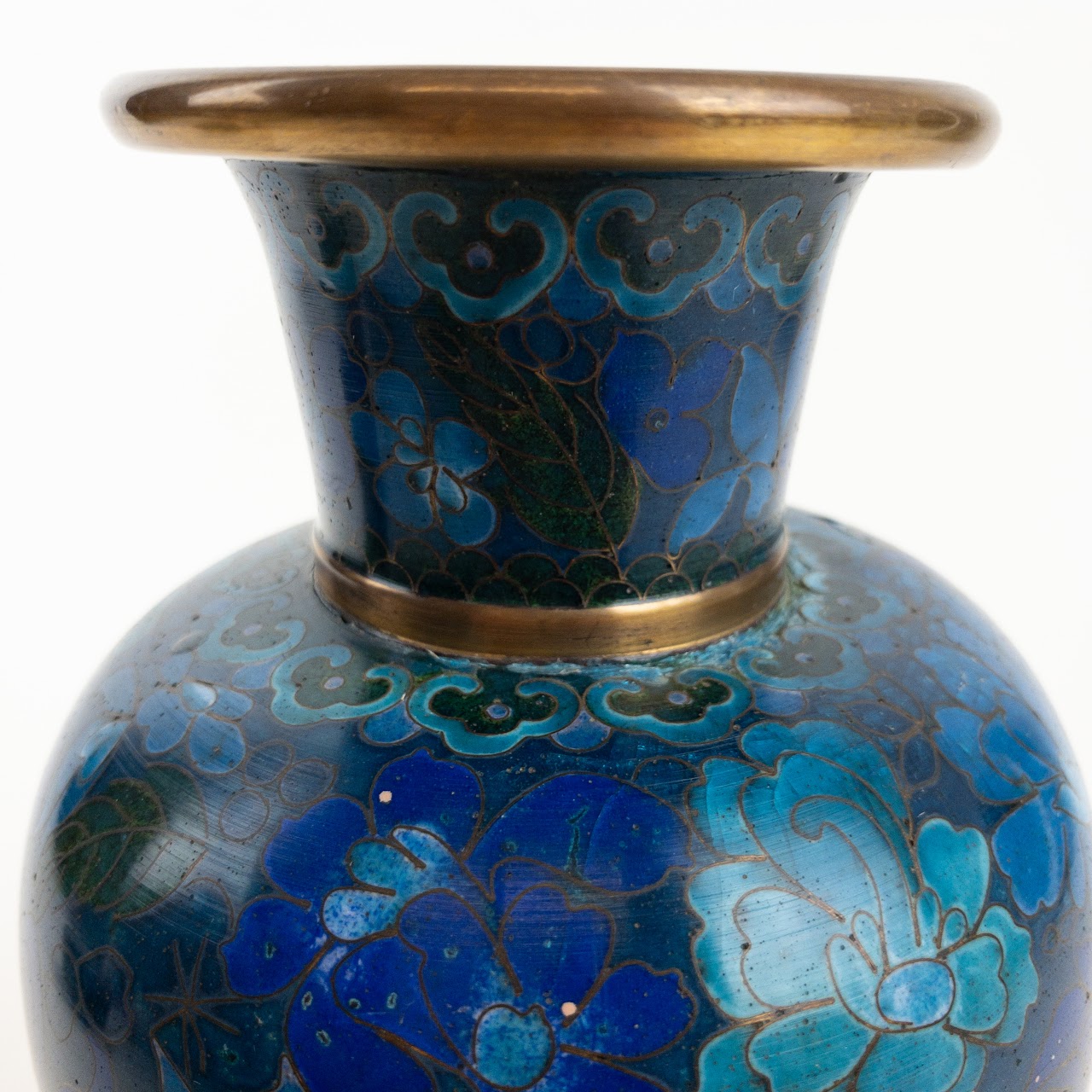 Cloisonné  Blue Floral Motif Vase