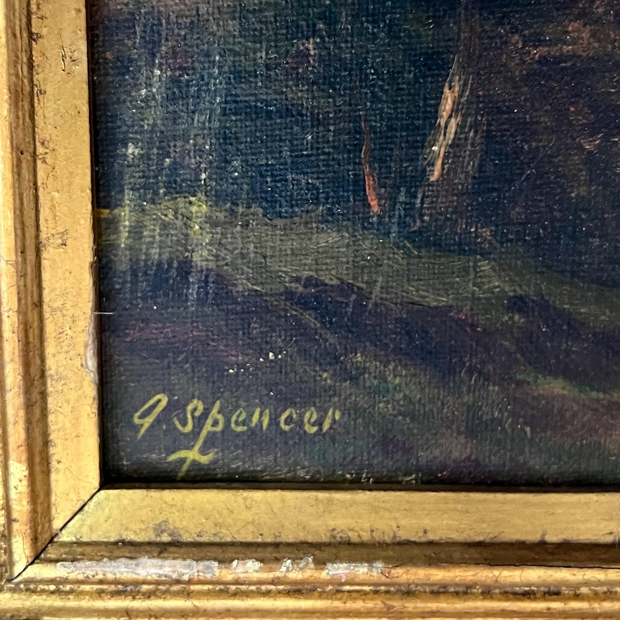 Augustus Spencer Signed Antique River Landscape Oil Painting