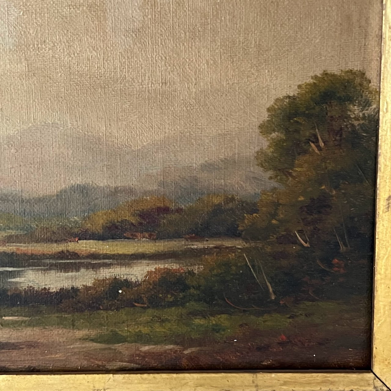 Augustus Spencer Signed Antique River Landscape Oil Painting