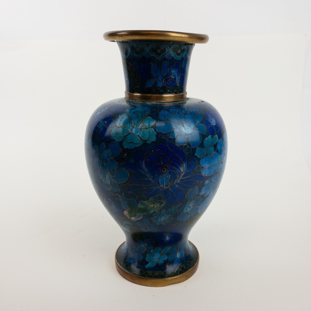 Cloisonné  Blue Floral Motif Vase