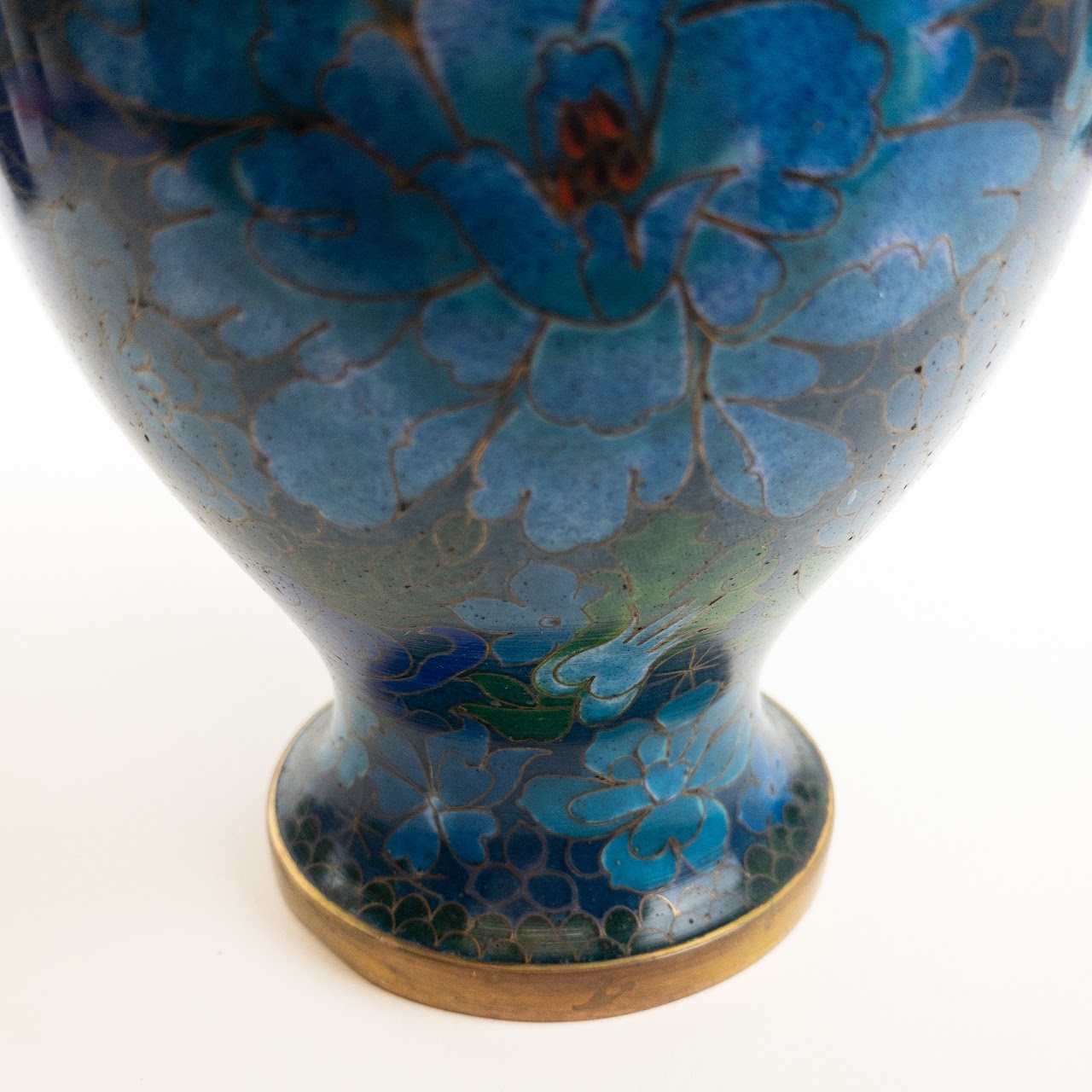 Cloisonné  Blue Floral Motif Vase