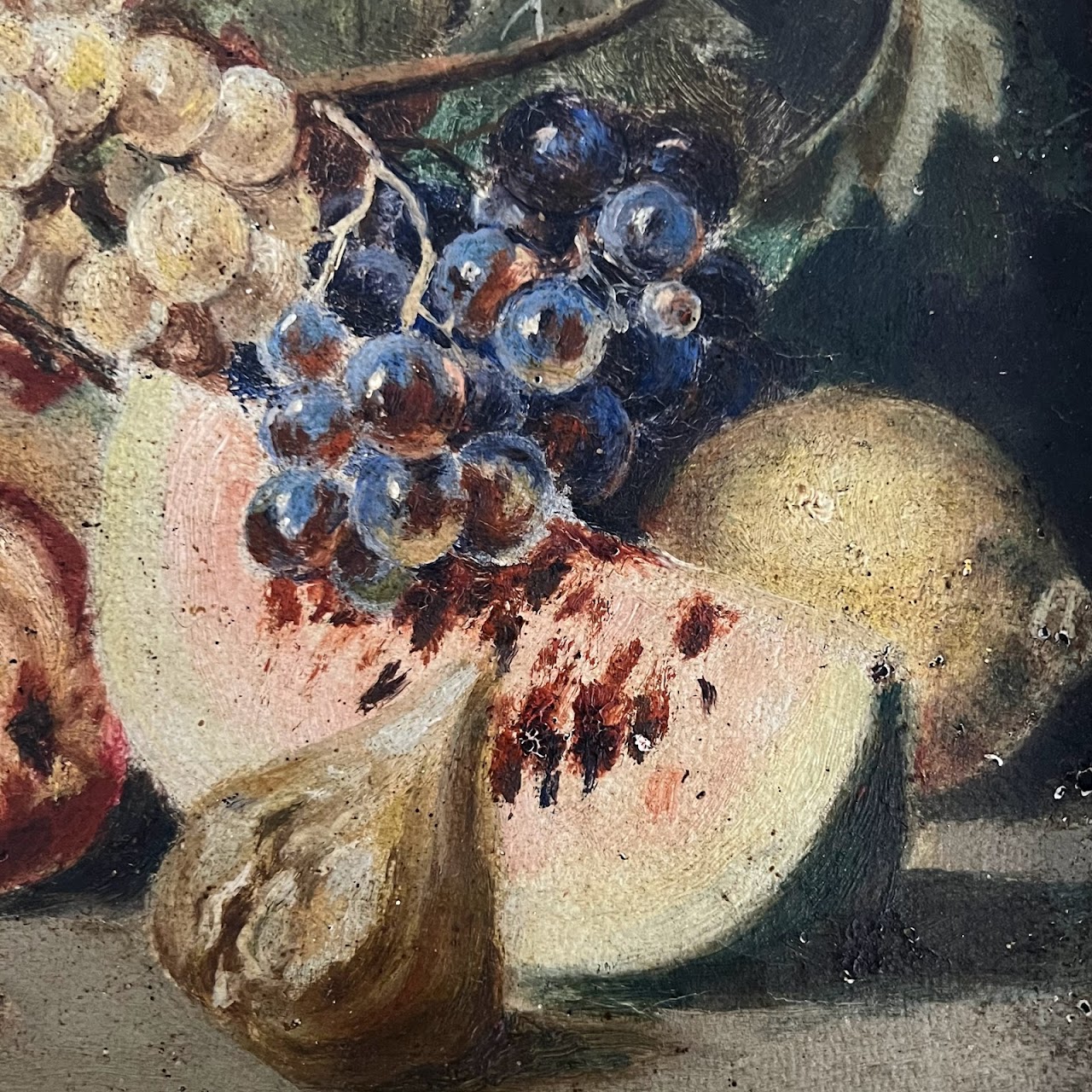 Still Life with Fruit Signed Antique Oil Painting