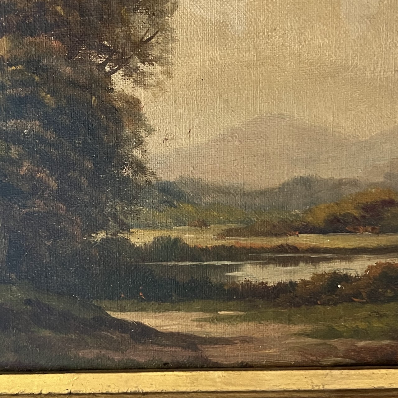 Augustus Spencer Signed Antique River Landscape Oil Painting