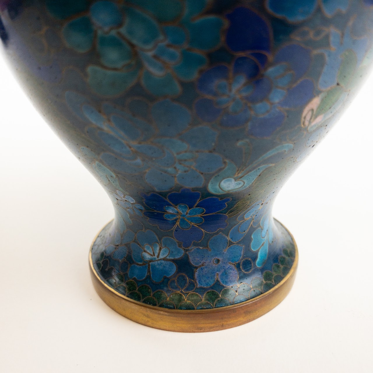 Cloisonné  Blue Floral Motif Vase