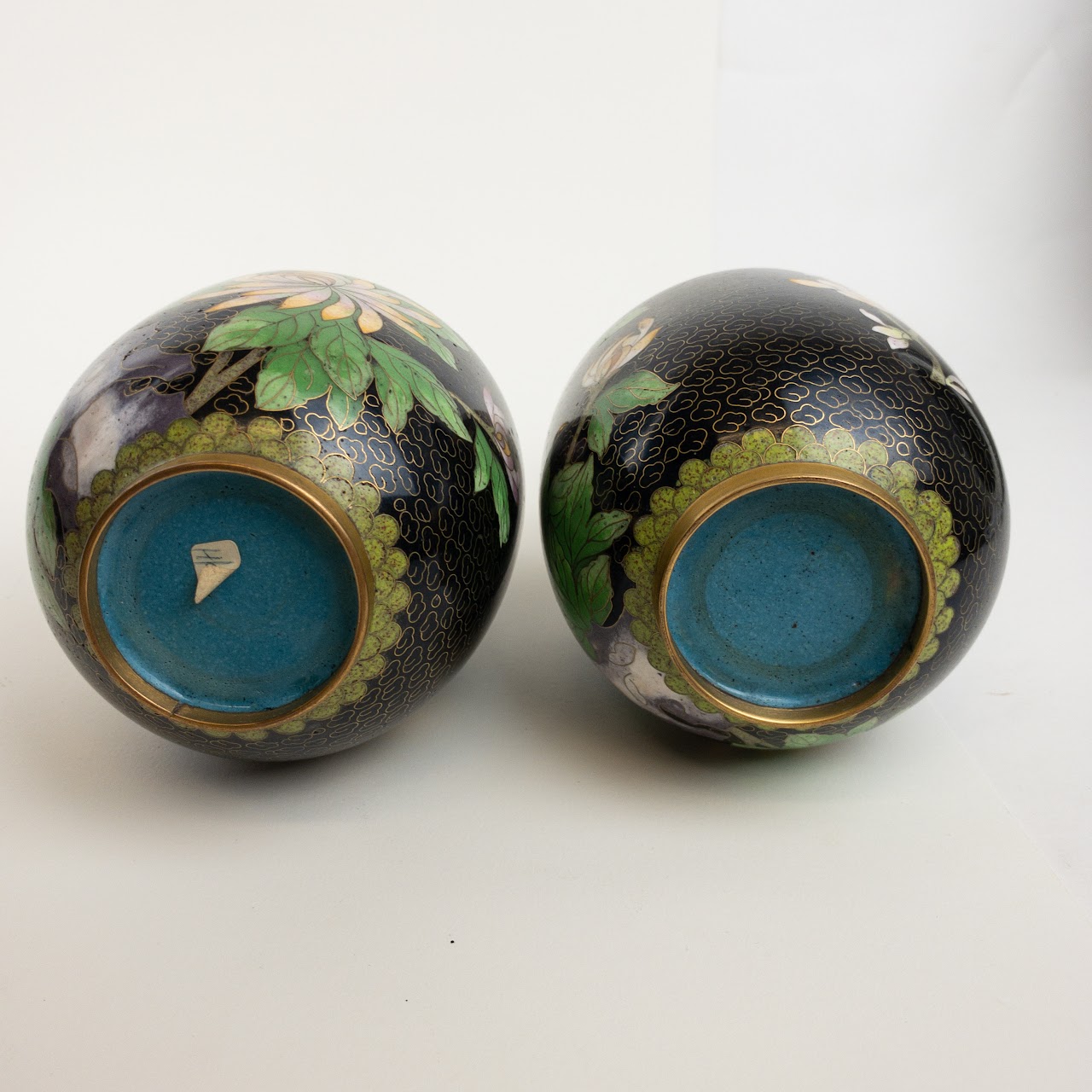 Cloisonné  Floral Motif Vase Pair