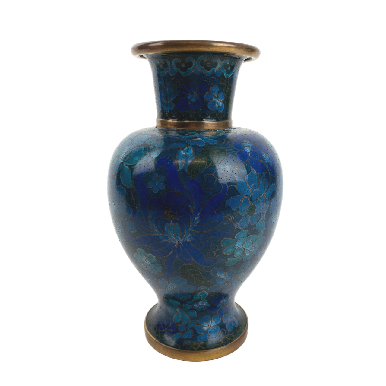 Cloisonné  Blue Floral Motif Vase