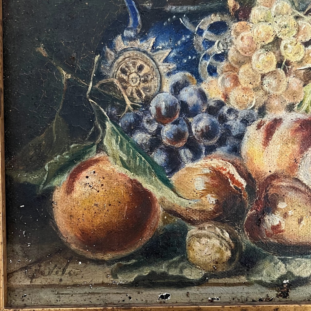 Still Life with Fruit Signed Antique Oil Painting