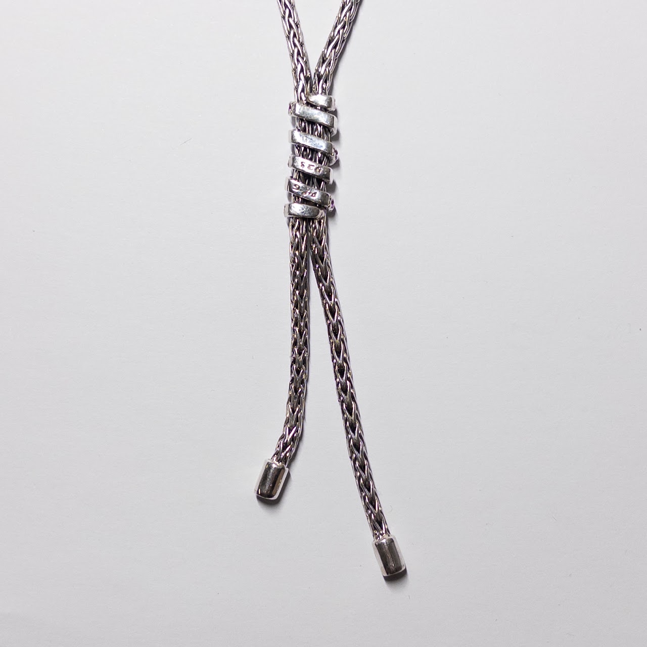 Phillip Gavriel Sterling Silver and Pink Sapphire Woven  Spiral Lariat Necklace