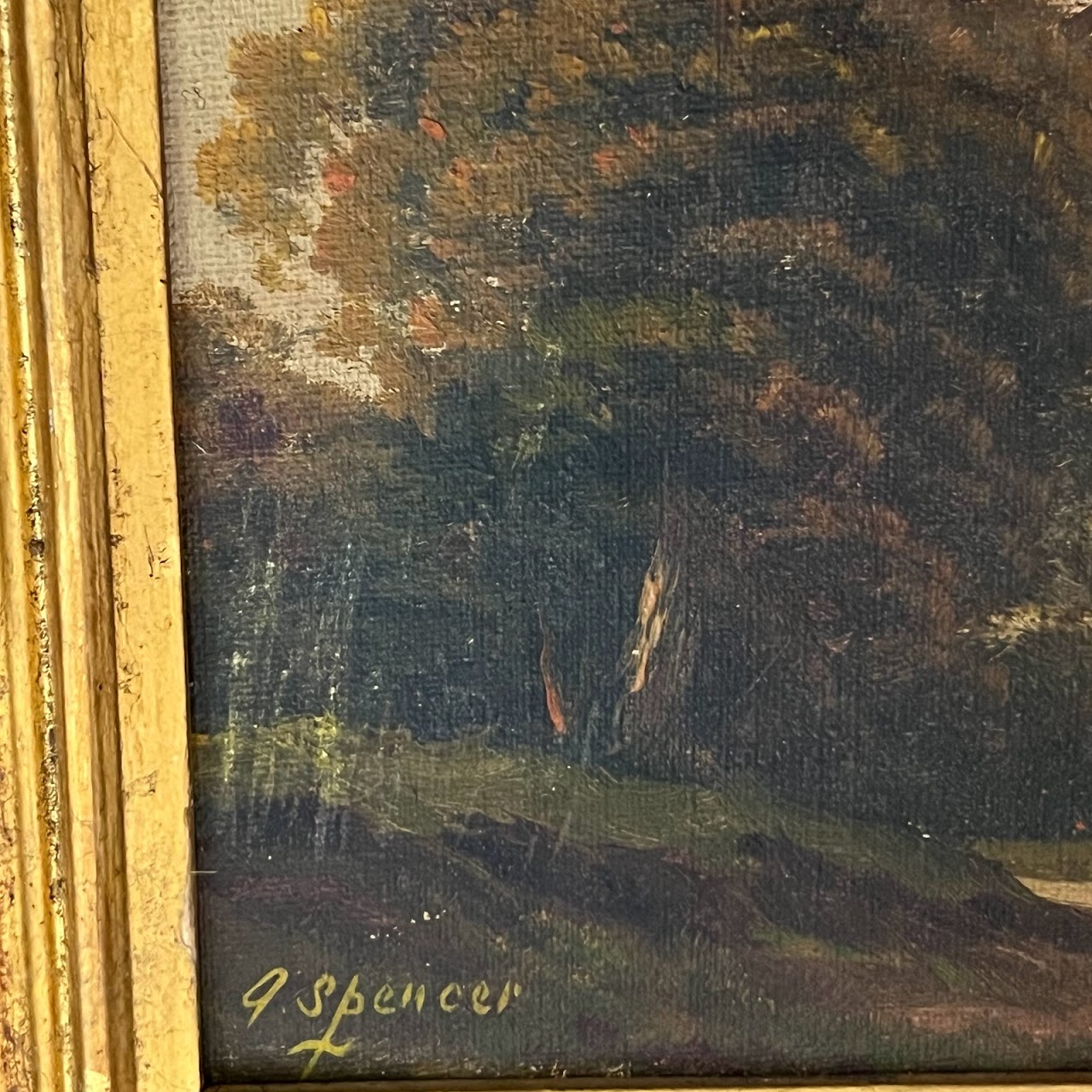 Augustus Spencer Signed Antique River Landscape Oil Painting