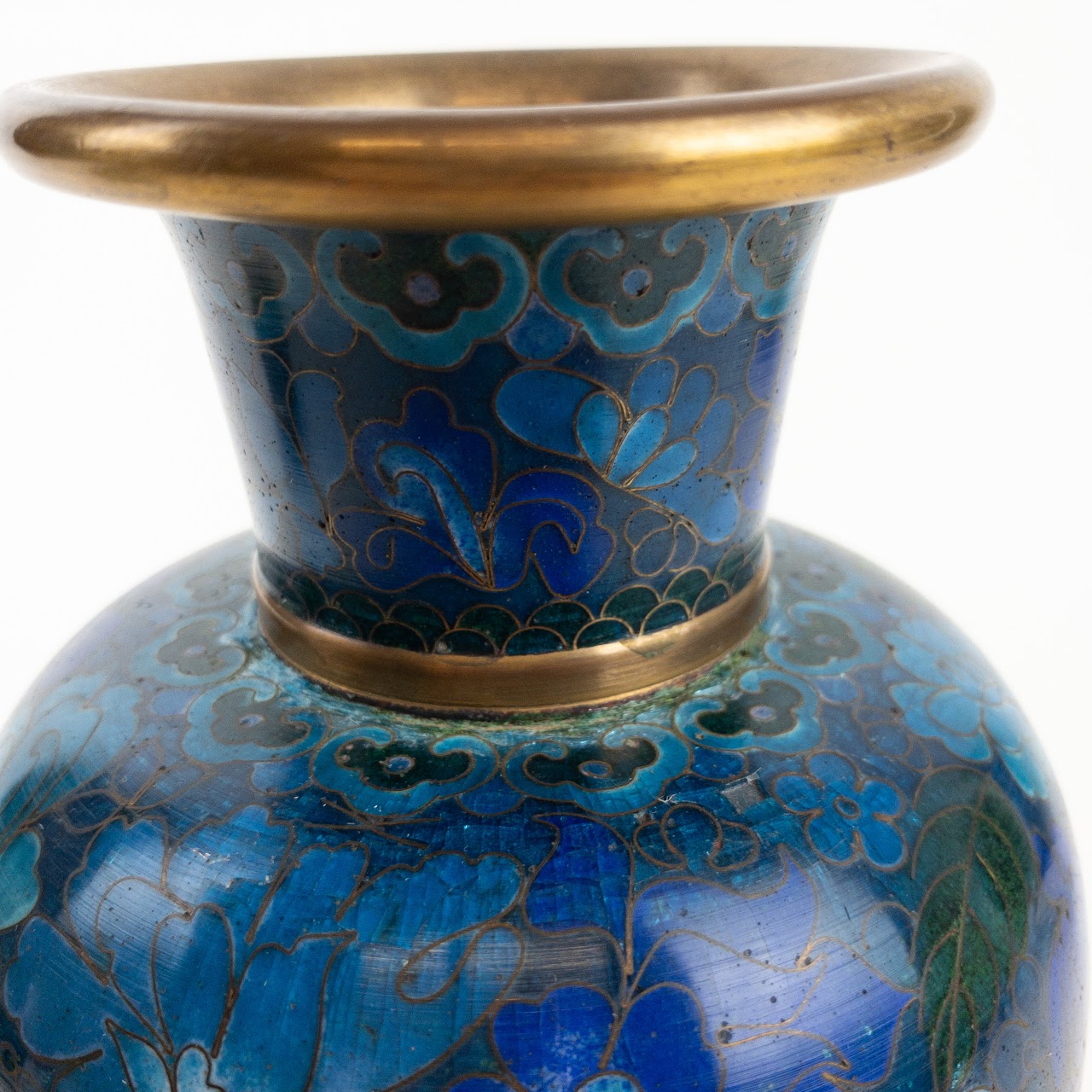 Cloisonné  Blue Floral Motif Vase