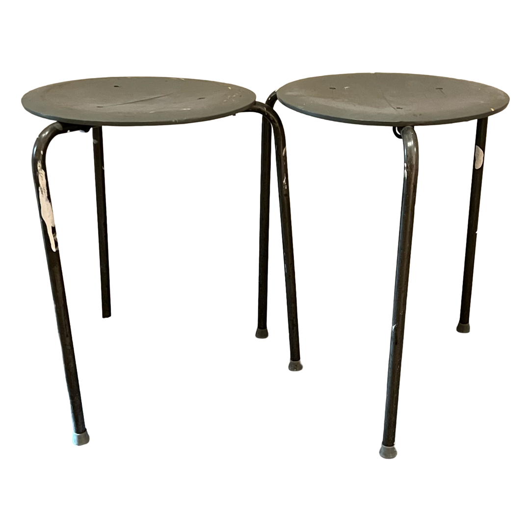 Arne Jacobsen Black Dot Stacking Stool Pair